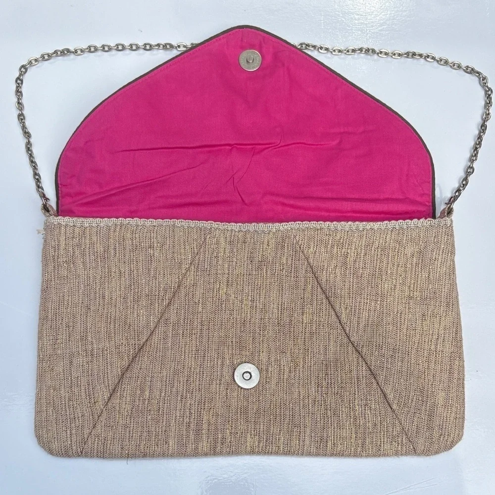 Vintage Chicos Jerri Clutch Embroidered Tan Bag NWOT